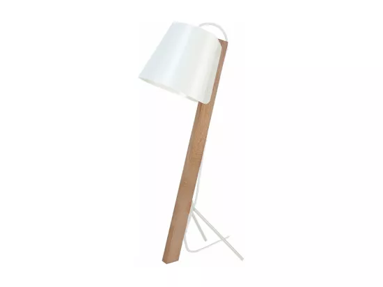 Lampe de bureau trépied bois blanc 60 cm.