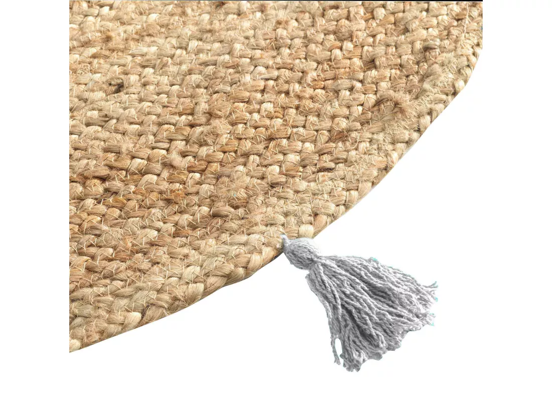 Tapis rond à pompons - D 120 cm - Shira Blanc