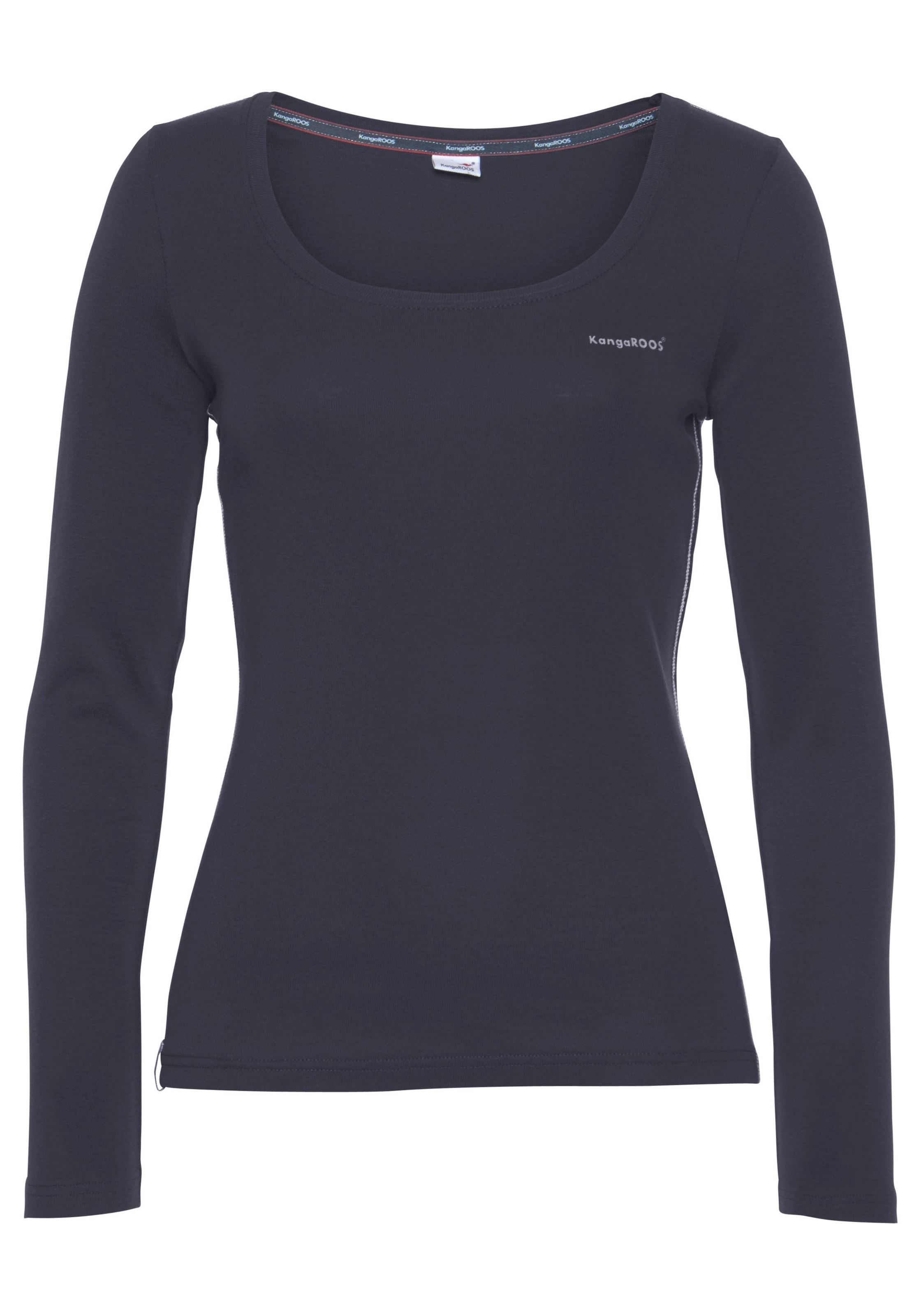 KangaROOS Langarmshirt, 2 Stk. Langarm,  unifarben oder meliert,  Rundhalsausschnitt