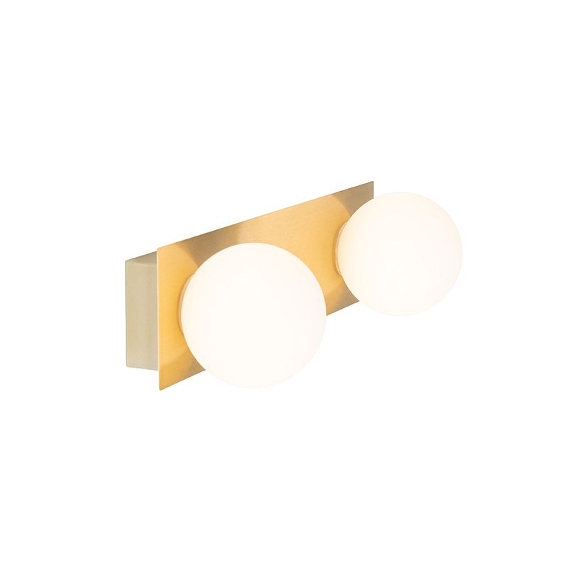 Wandlamp goud 28 cm IP44 2-lichts met schakelaar - Cederic
