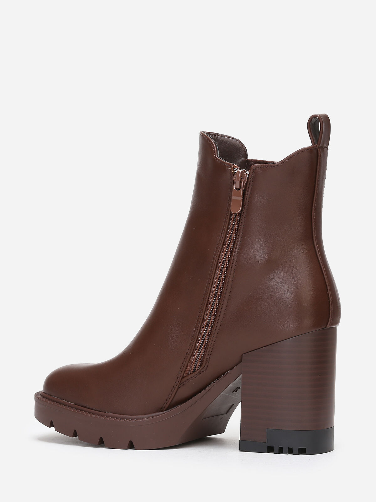Bottines Chelsea à talon cranté- Marron