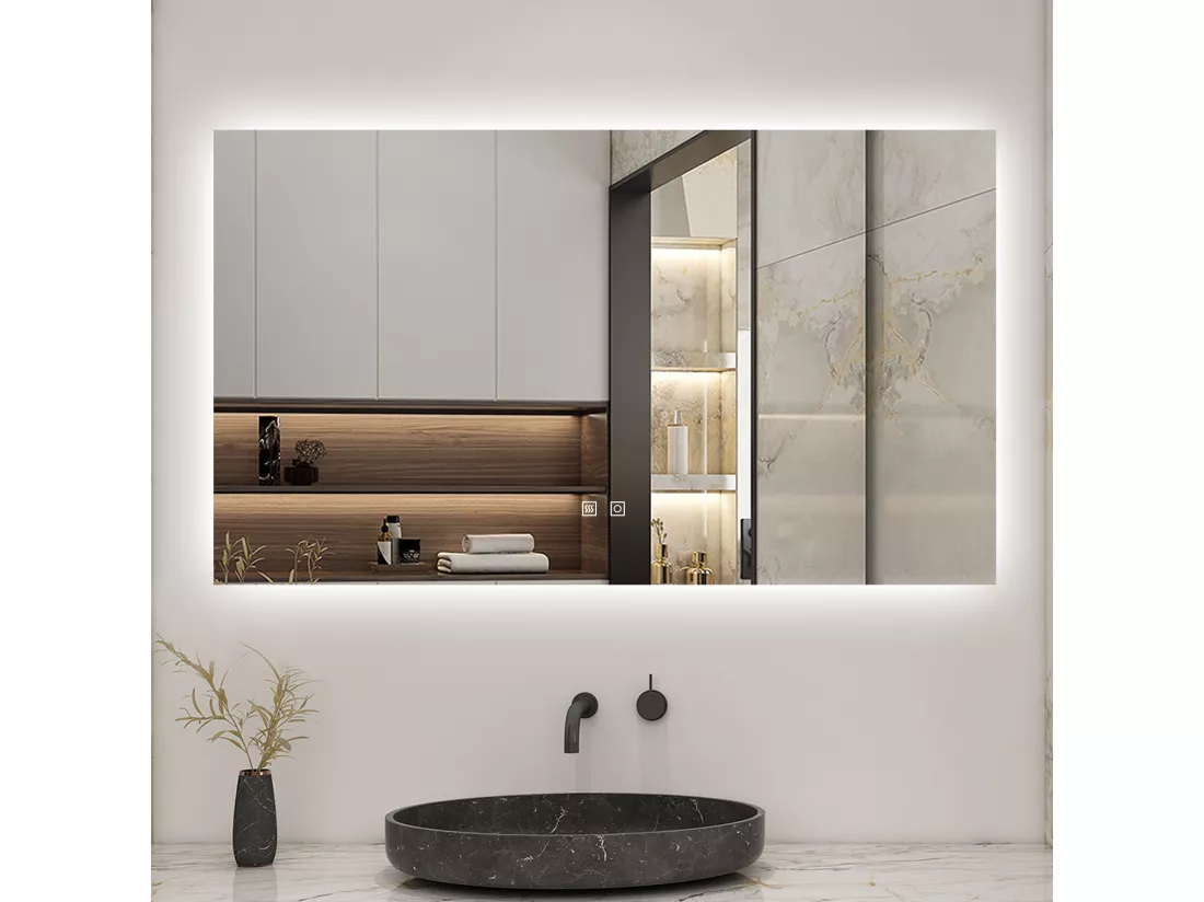 AICA LED Miroir lumineux 120x70cm 3 couleurs + anti-buée + dimmable + mémoire miroir salle de bain