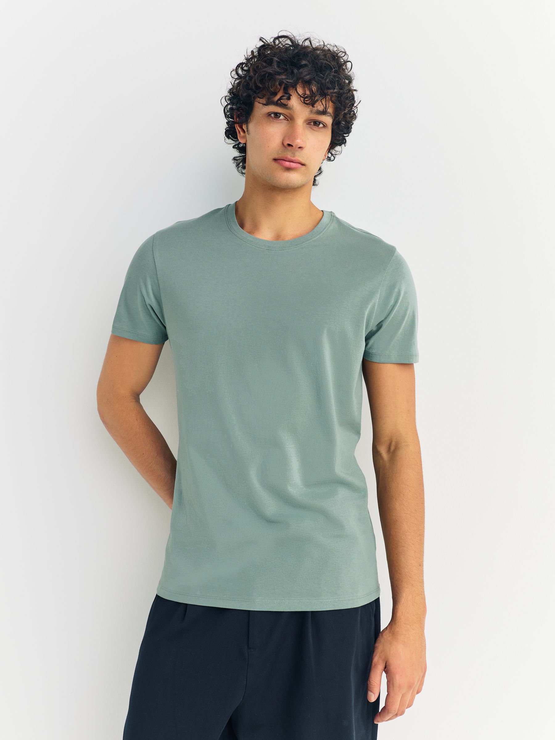 Blauw - Slim Fit - Set van 5 100% katoenen T-shirts met laagjes