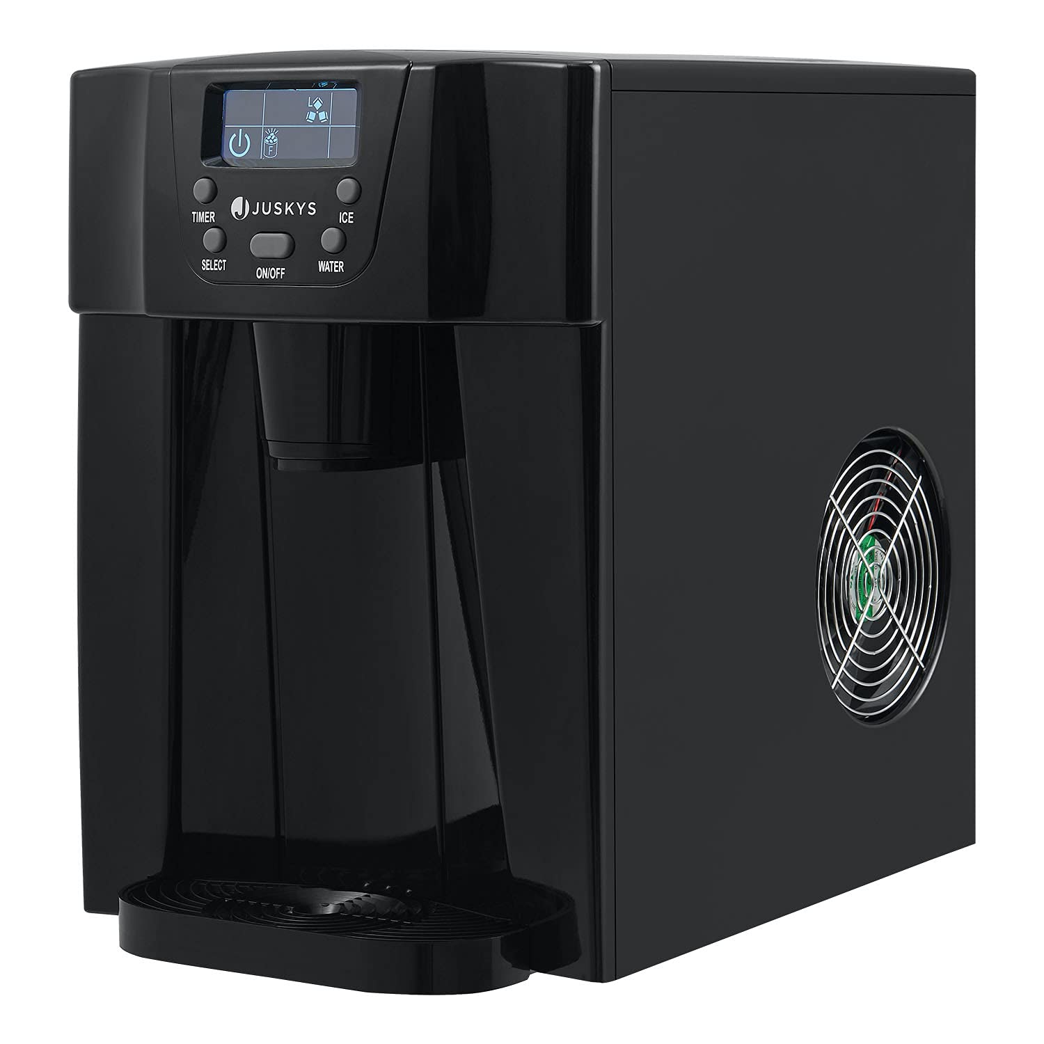 Juskys® Eiswürfelmaschine PIM200L mit 2in1 Direkt-Spender & Timer — bis 12kg / Tag, Eiswürfel in 6-10 Minuten, 2 Größen, 2L Tank — Eiswürfelbereiter schwarz