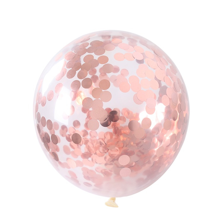 (10er Set) Ø30cm Party Deko Ballons Latex Luftballons mit Konfetti - Roségold / Transparent