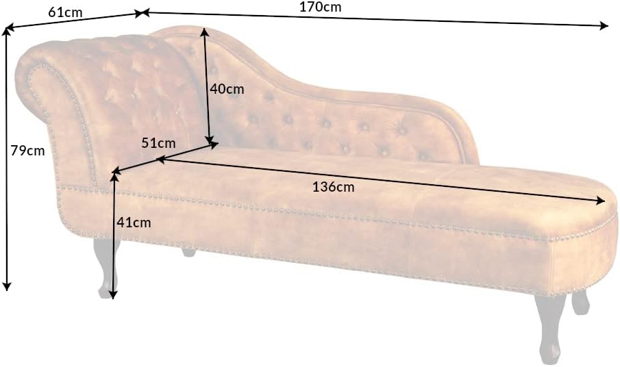 Riess Ambiente Chesterfield Récamière 170cm senfgelb Samt mit Knopfheftung und Nietenbesatz