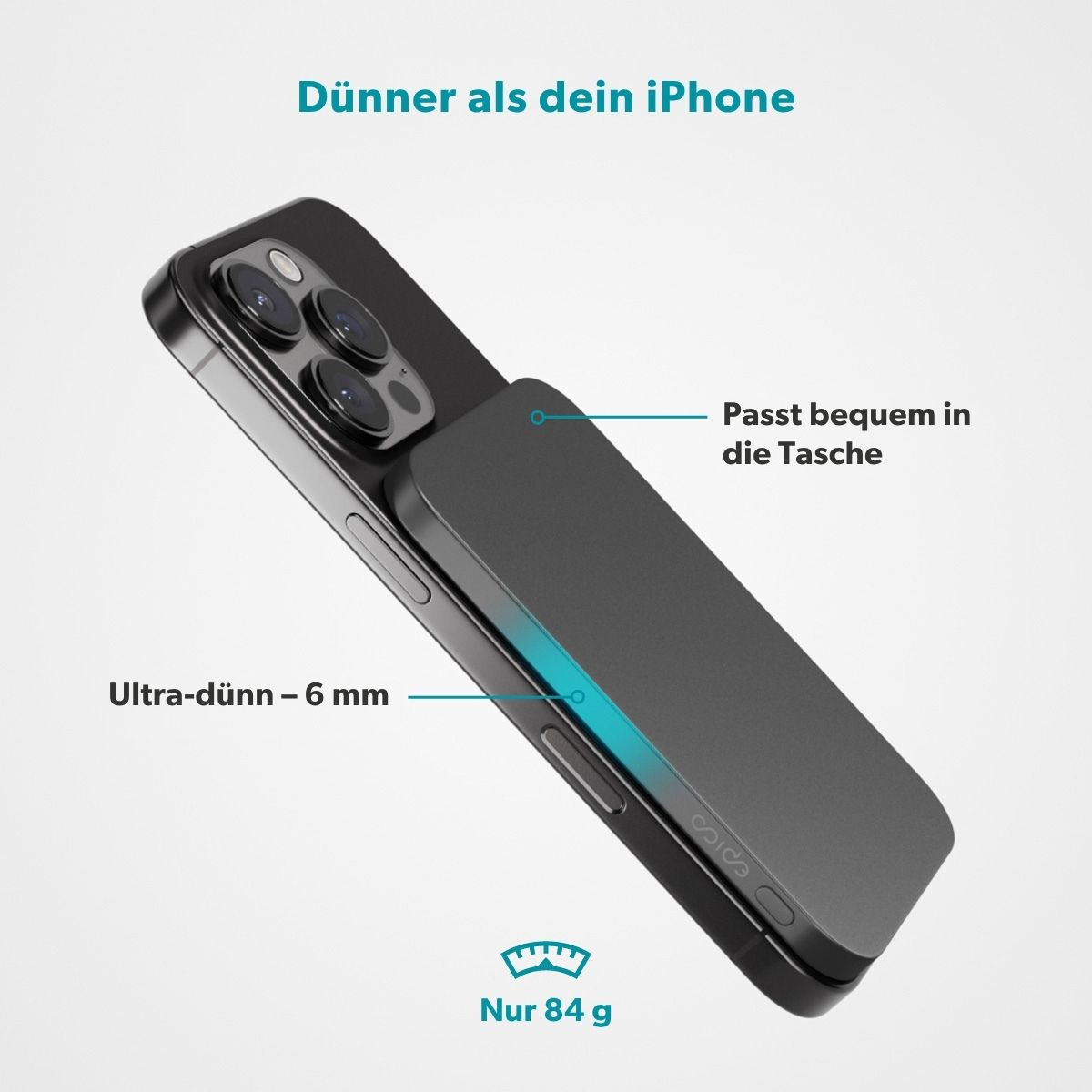 (7.5W) 3000mAh Alu Mag  EM31 Powerbank USB C Ladegerät Slim MagSafe UltraPack Qi2 Wireless Charger PD (‭9915112100084‬) - Silver
