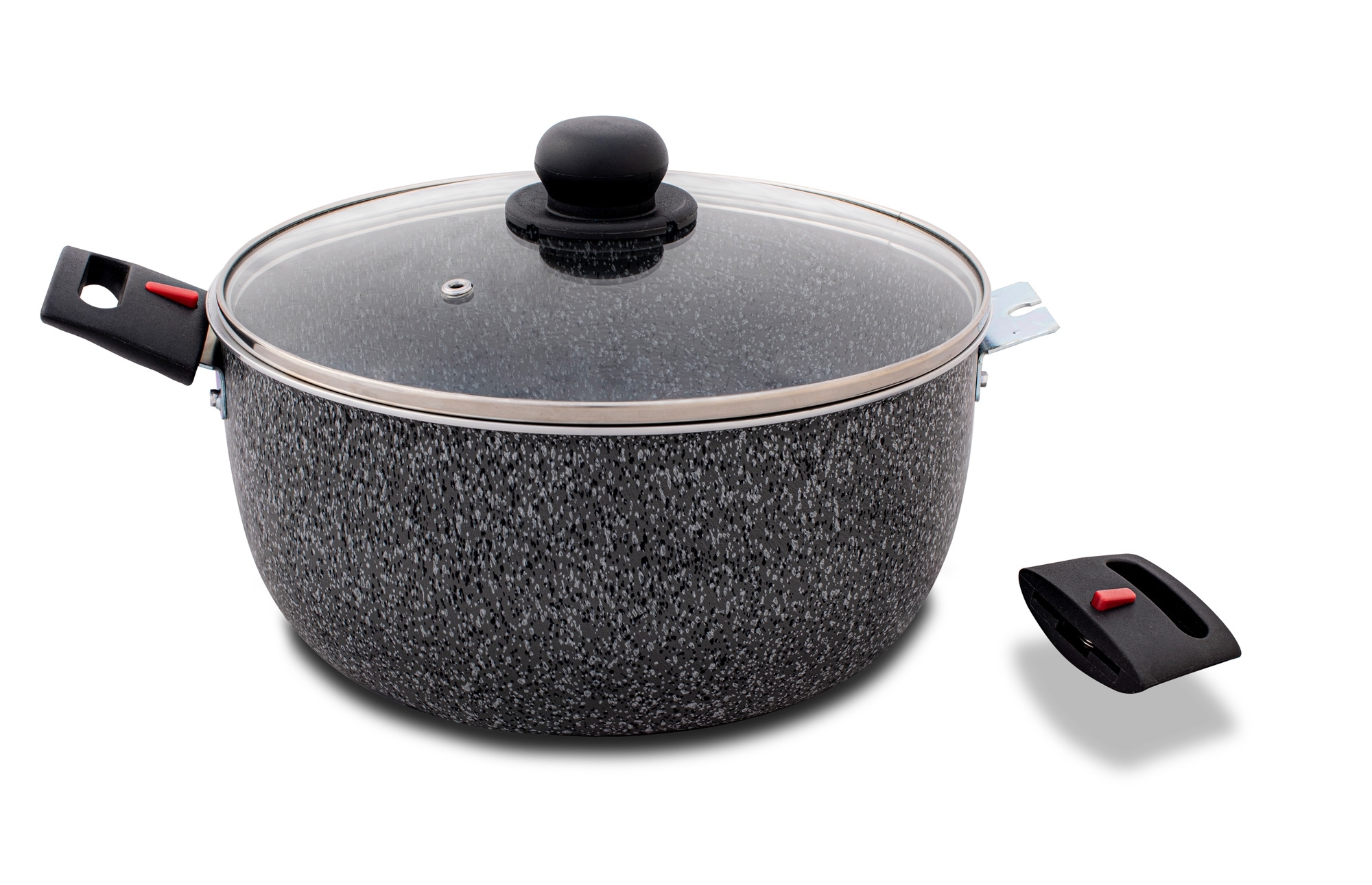 Berger Aluminium Kochtopf Stone Rock mit Glasdeckel induktionsgeeignet 24 cm 4,5 Liter