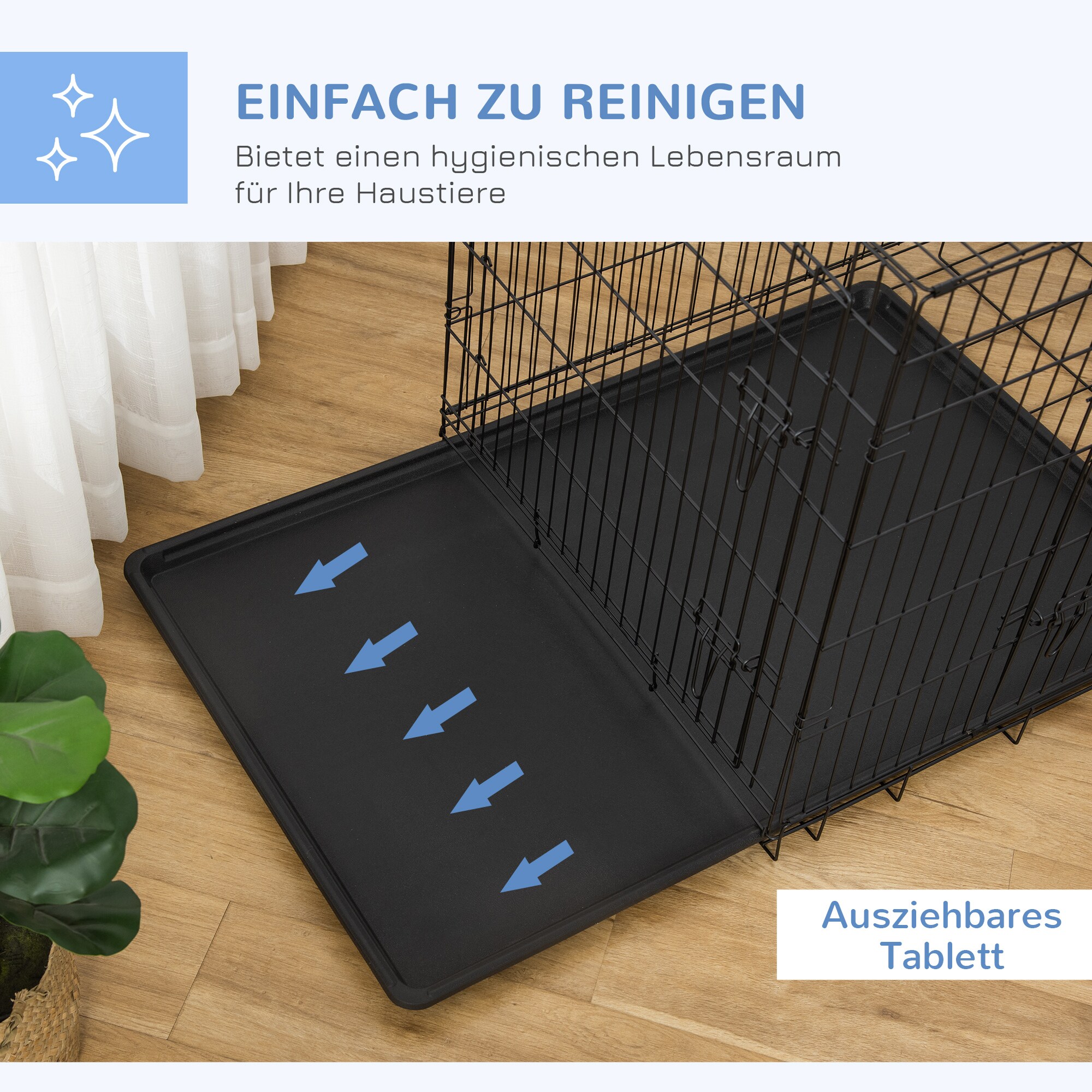 PawHut Hunde Transportkäfig schwarz 91 x 61 x 67 cm (LxBxH)