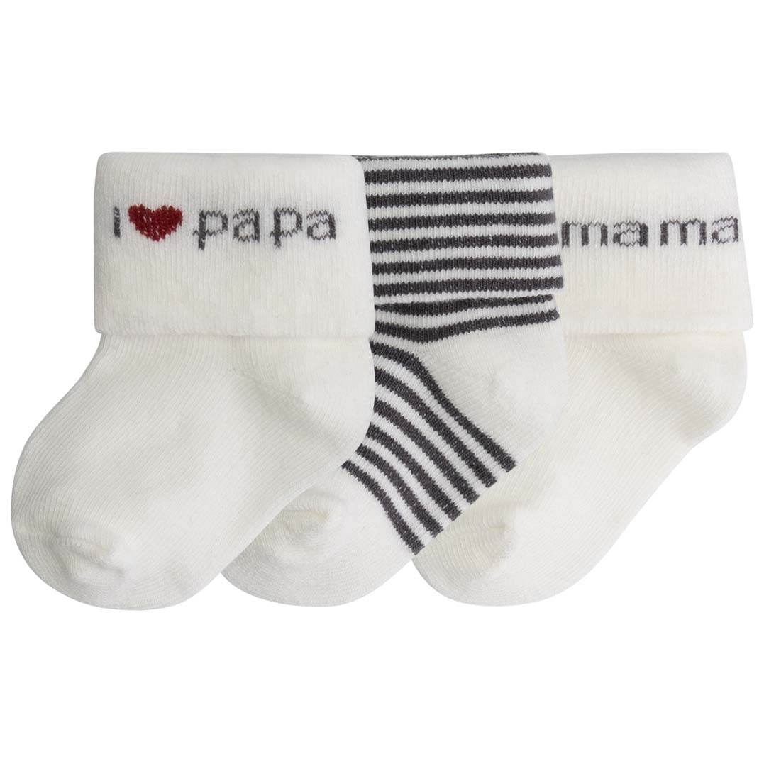 Prénatal newborn sokken papa en mama 3 paar   wit