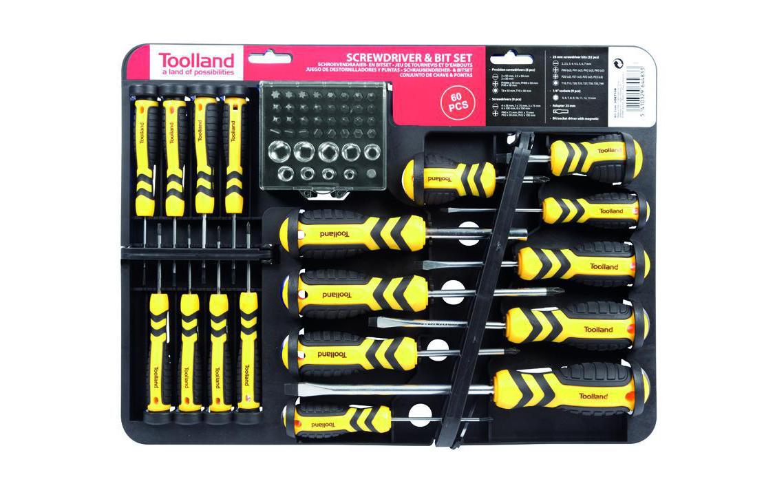 Schraubenzieher-Set 60-teilig inkl. Bits und Steckschlüssel60-teiliges Werkzeug-Set
