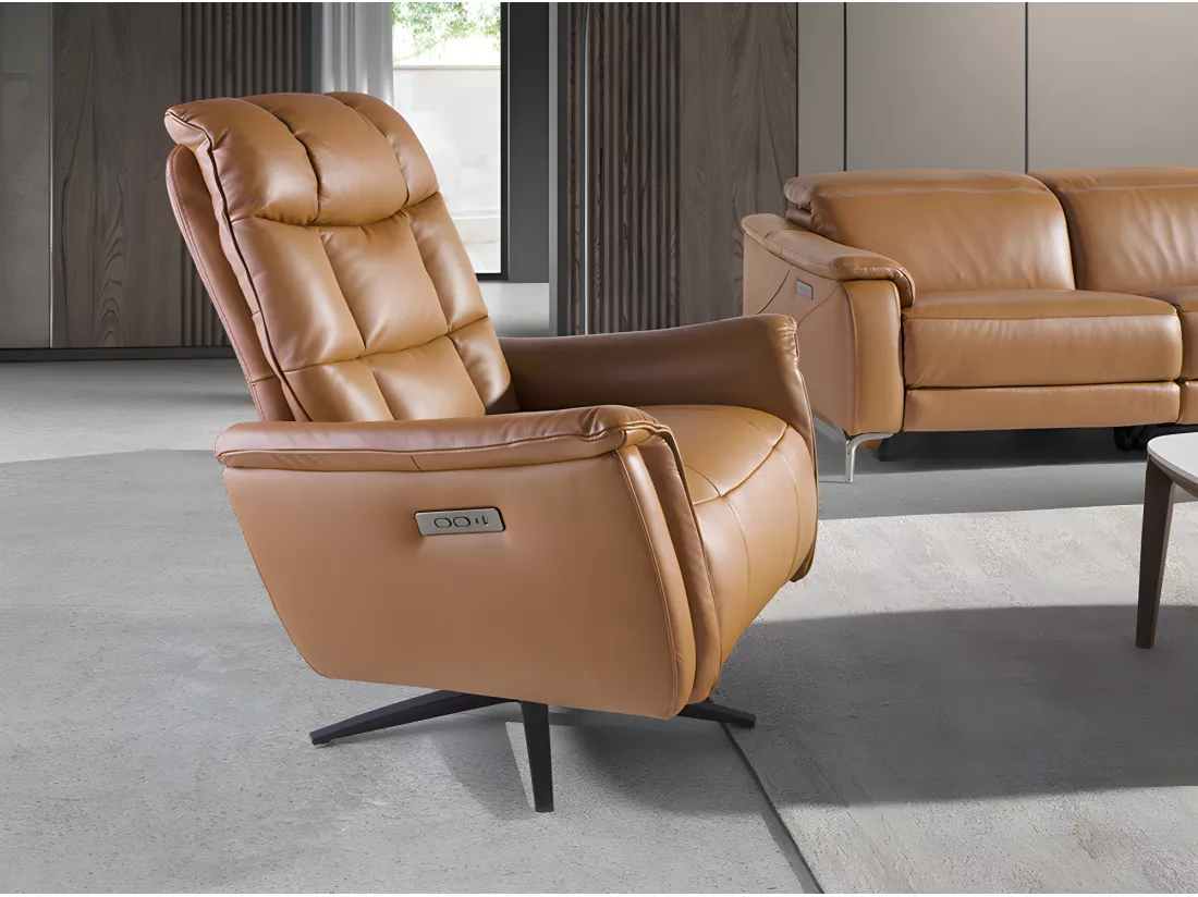 Fauteuil pivotant en cuir marron 5117 ANGEL CERDA