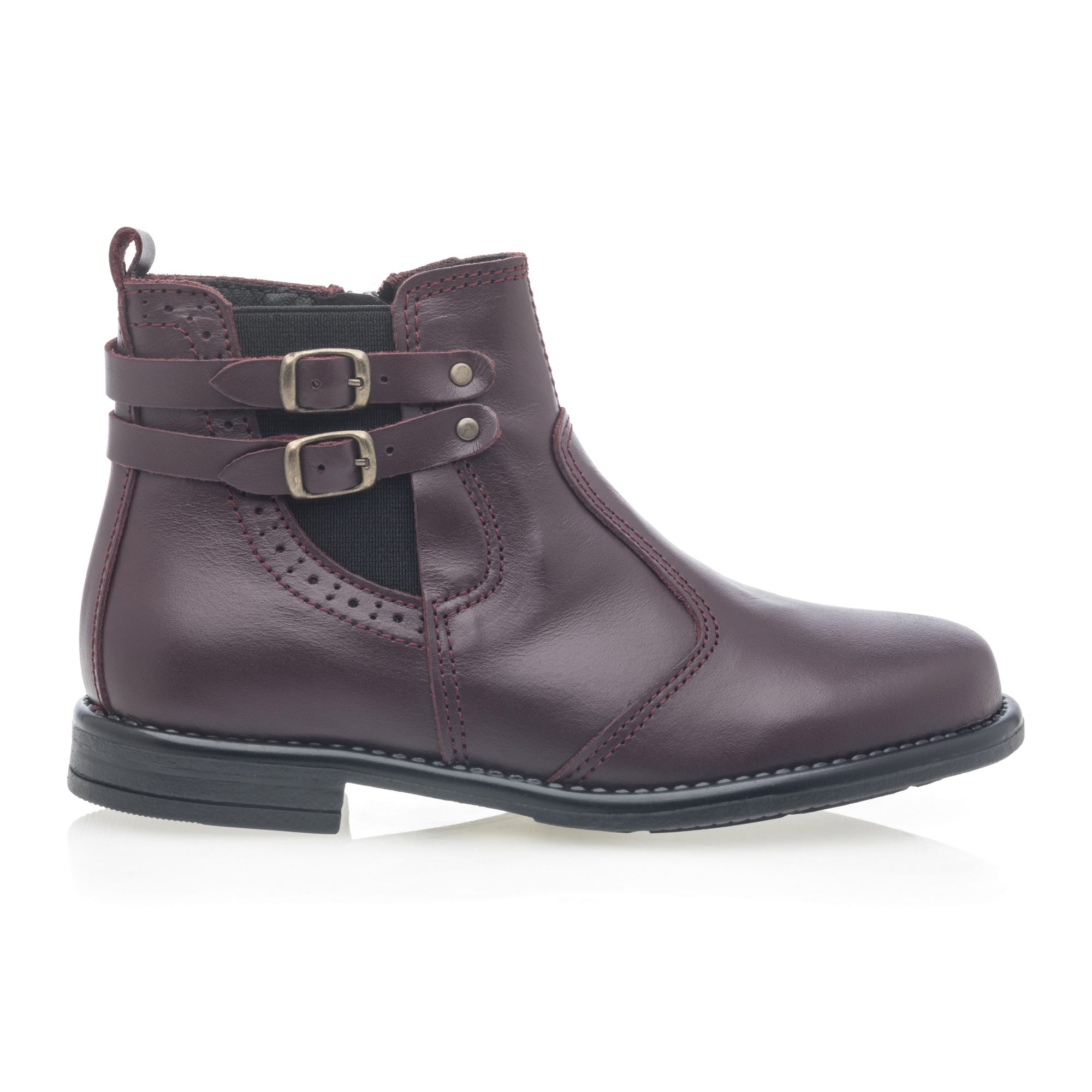 Bottines Fille en cuir bordeaux