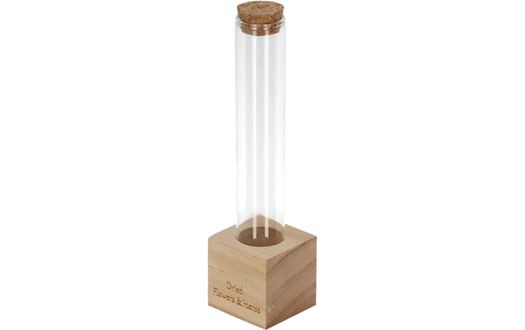 Vase Reagenzglas S 16.5 cm, Nature/TransparentReagenzglas mit Holzsockel