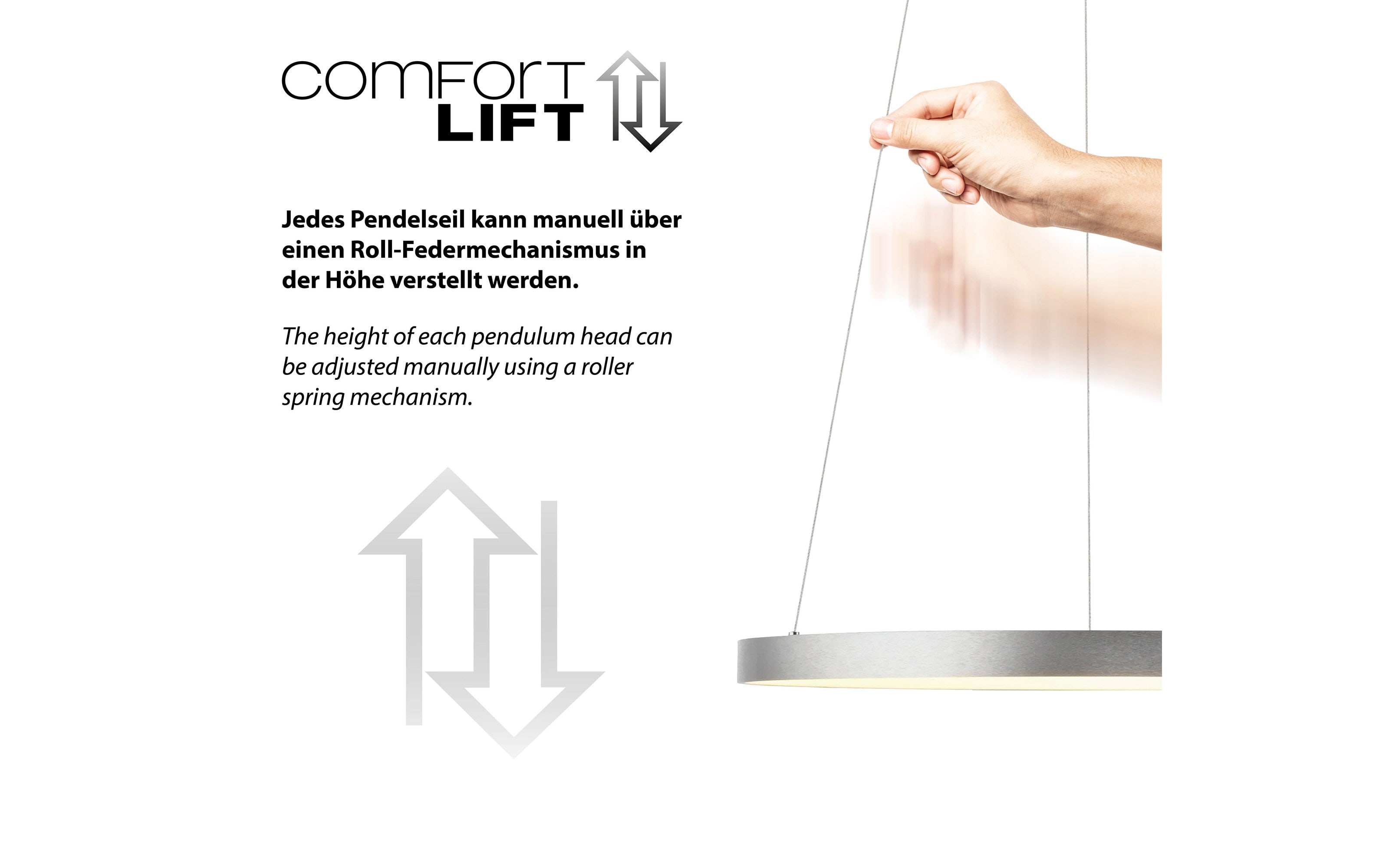 LED-Pendelleuchte Hoop, aluminium, inkl. Höhenverstellung