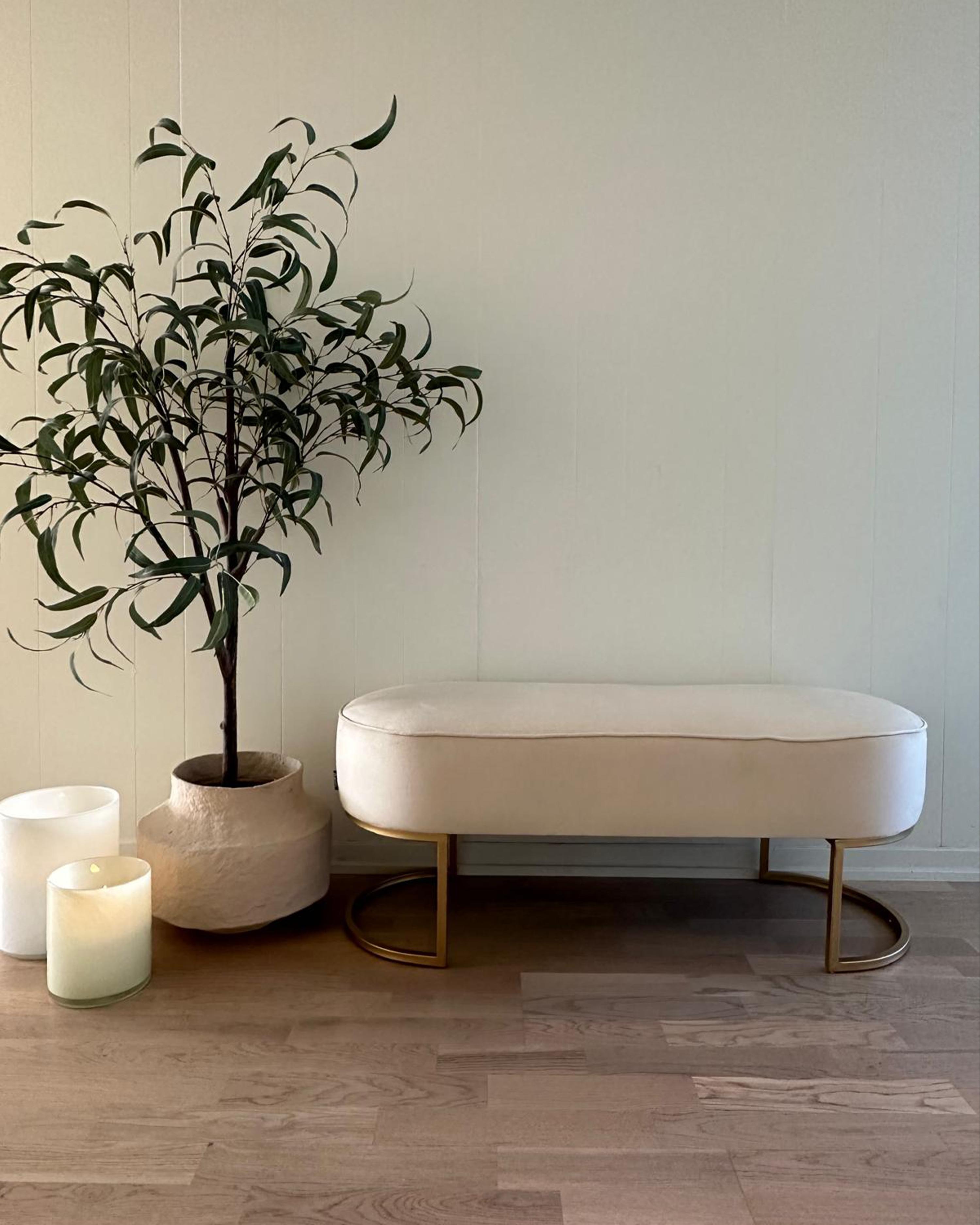 Bankje MILRY Fluweel Lichtbeige