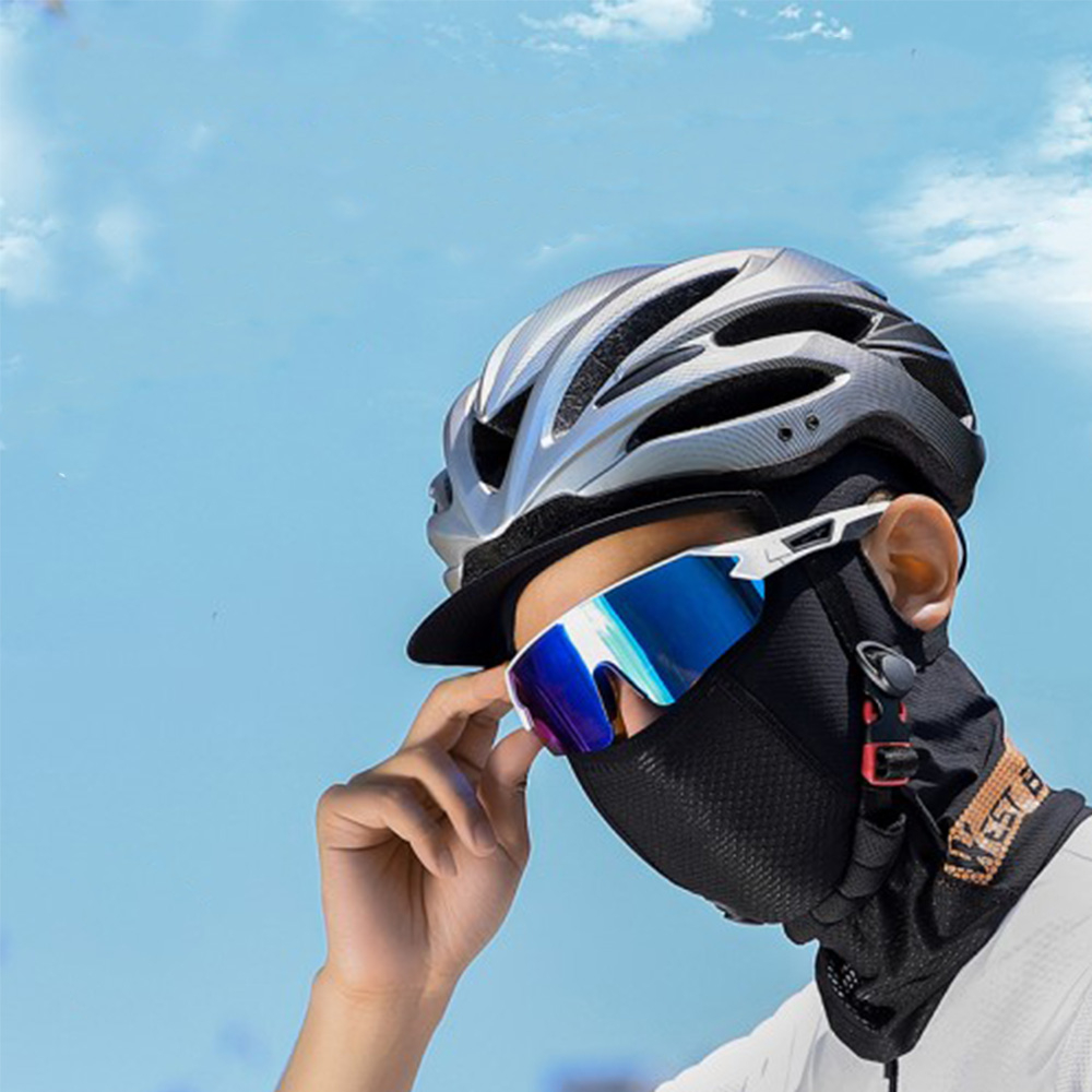 Atmungsaktive Ski Sturmhaube Motorrad Halstuch Kälte   UV Gesichts Schutzmaske mit Ohren Ausschnitt - Blau / Schwarz