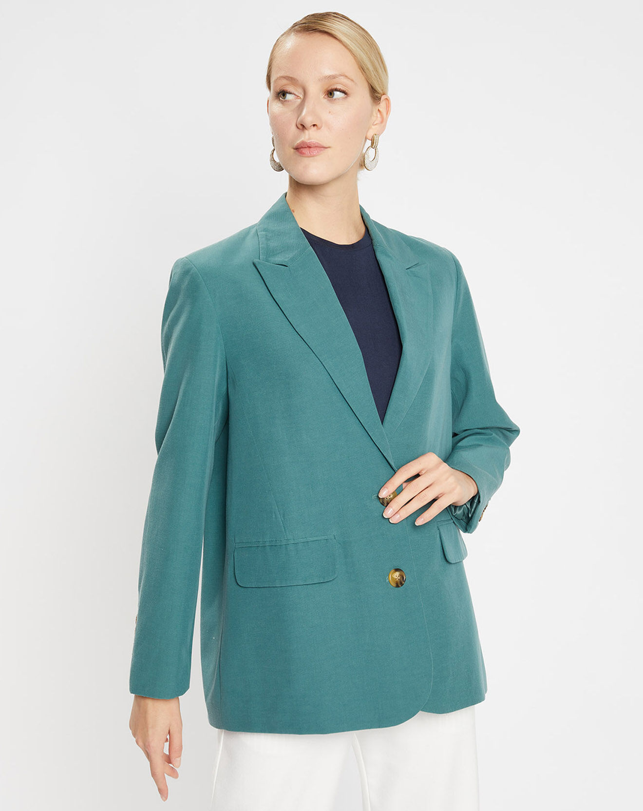 Jodhpur Veste de Blazer fluide bleu canard