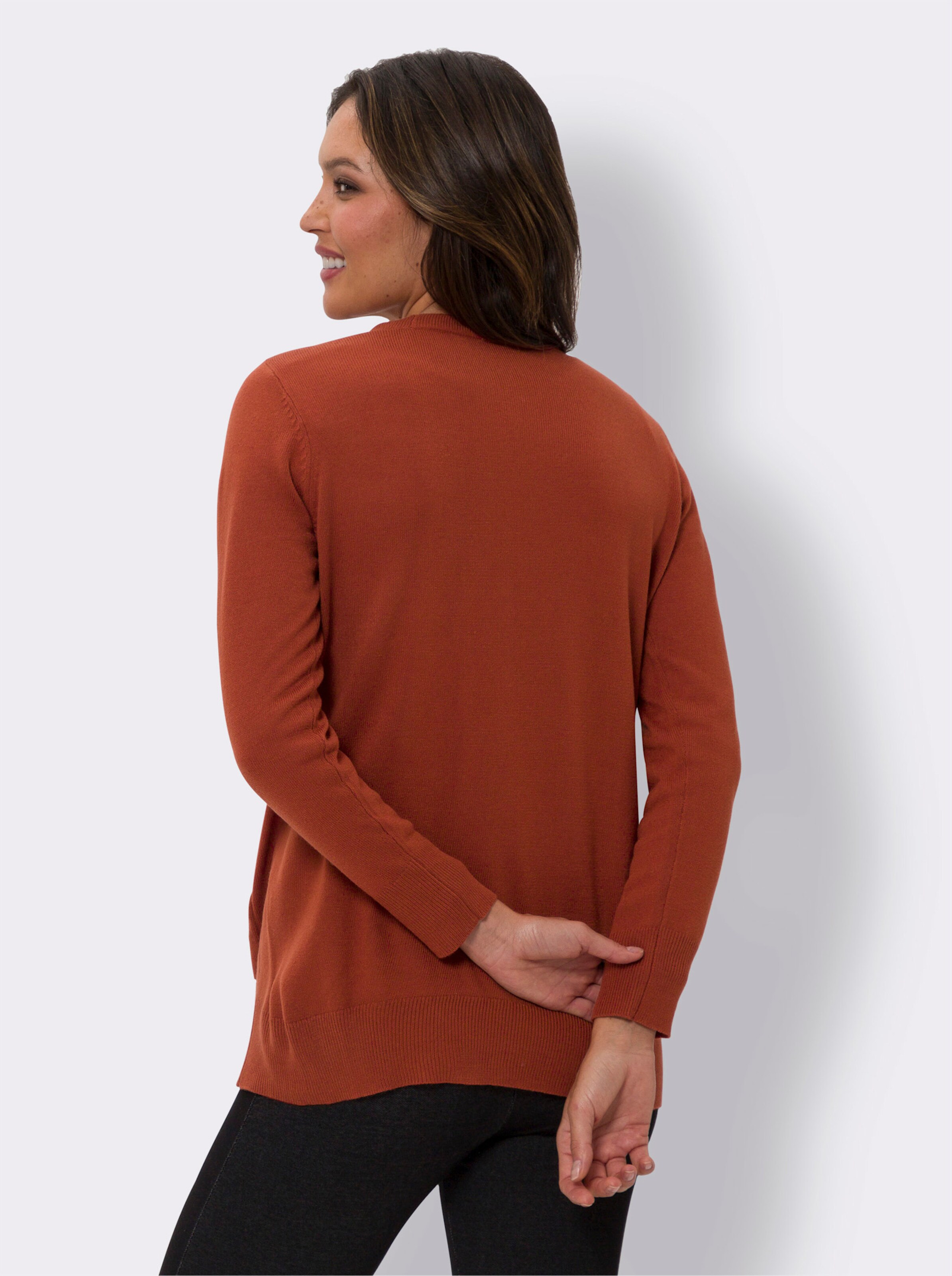 Longstrickjacke in offener Form