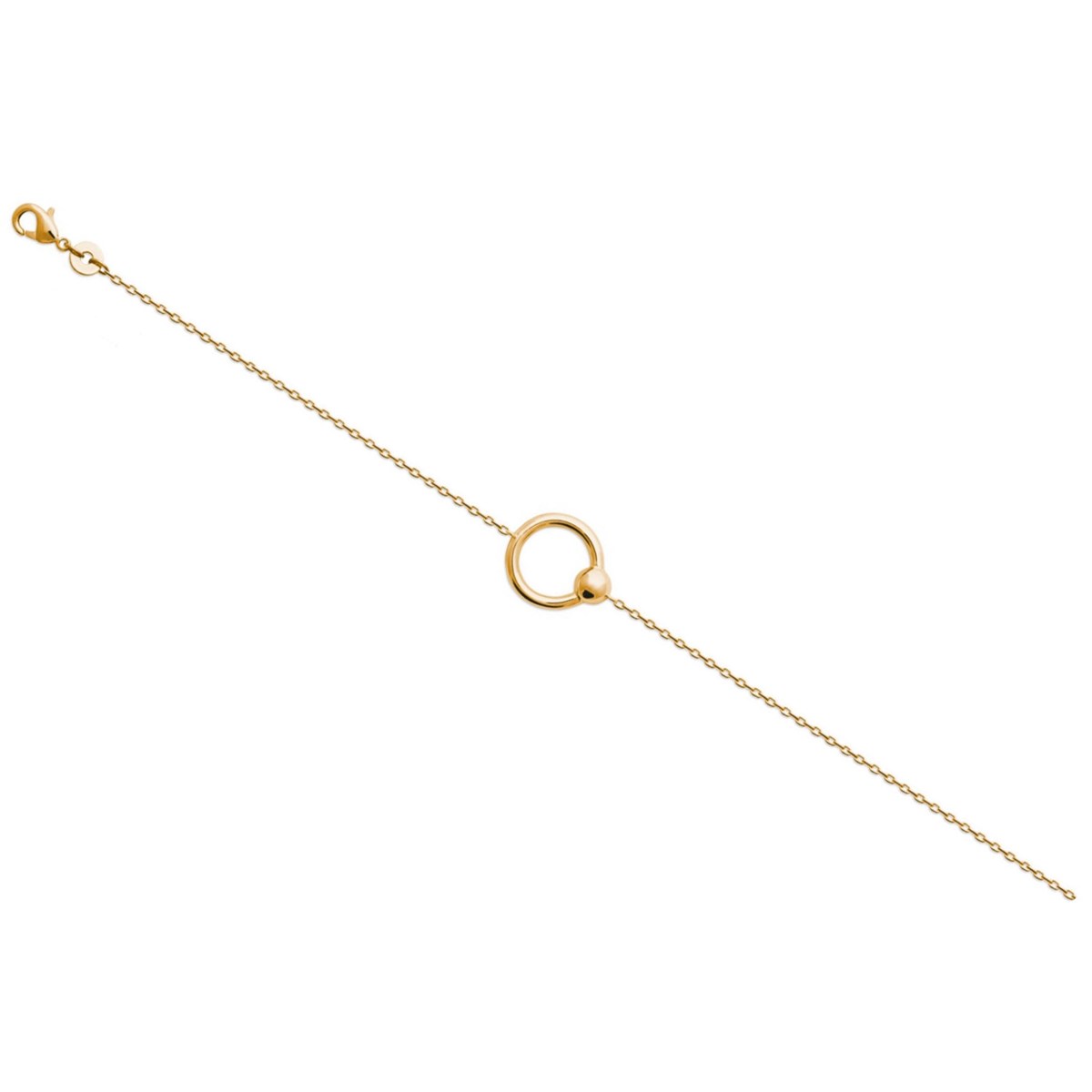 Bracelet chaîne rond anneau -Plaqué or