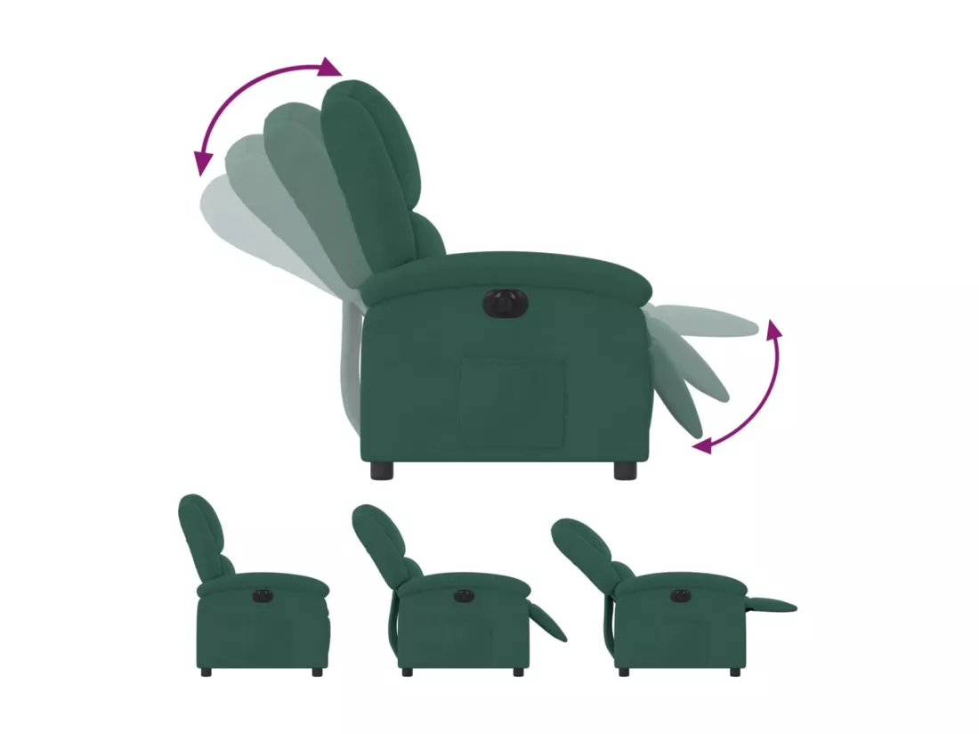 Fauteuil inclinable électrique vert foncé velours