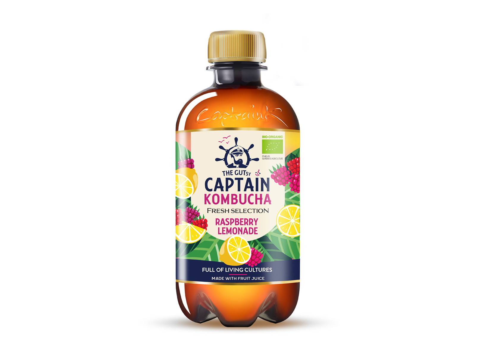 KOMBUCHA THE GUTSY CAPTAIN FRAMBOESA LIMÃO BIO 400 ML