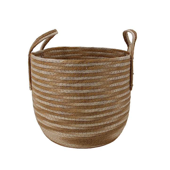 Panier rond avec poignées couleur naturelle taille L