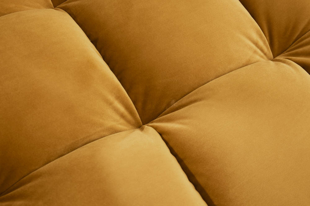 Elegantes Ecksofa COZY VELVET 260cm senfgelb Samt Federkern 3-Sitzer
