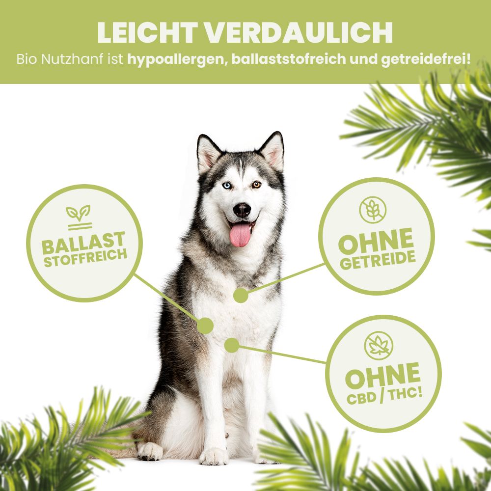 SANUUS Vegane & getreidefreie Hundeleckerli Bio Hundesnacks aus Hanfpellets 500g