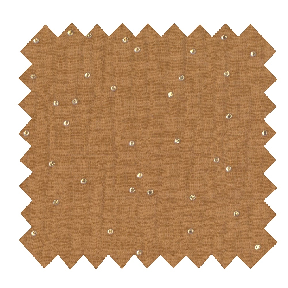 Coupon Tissu 1 M Gaze Pois Or Caramel