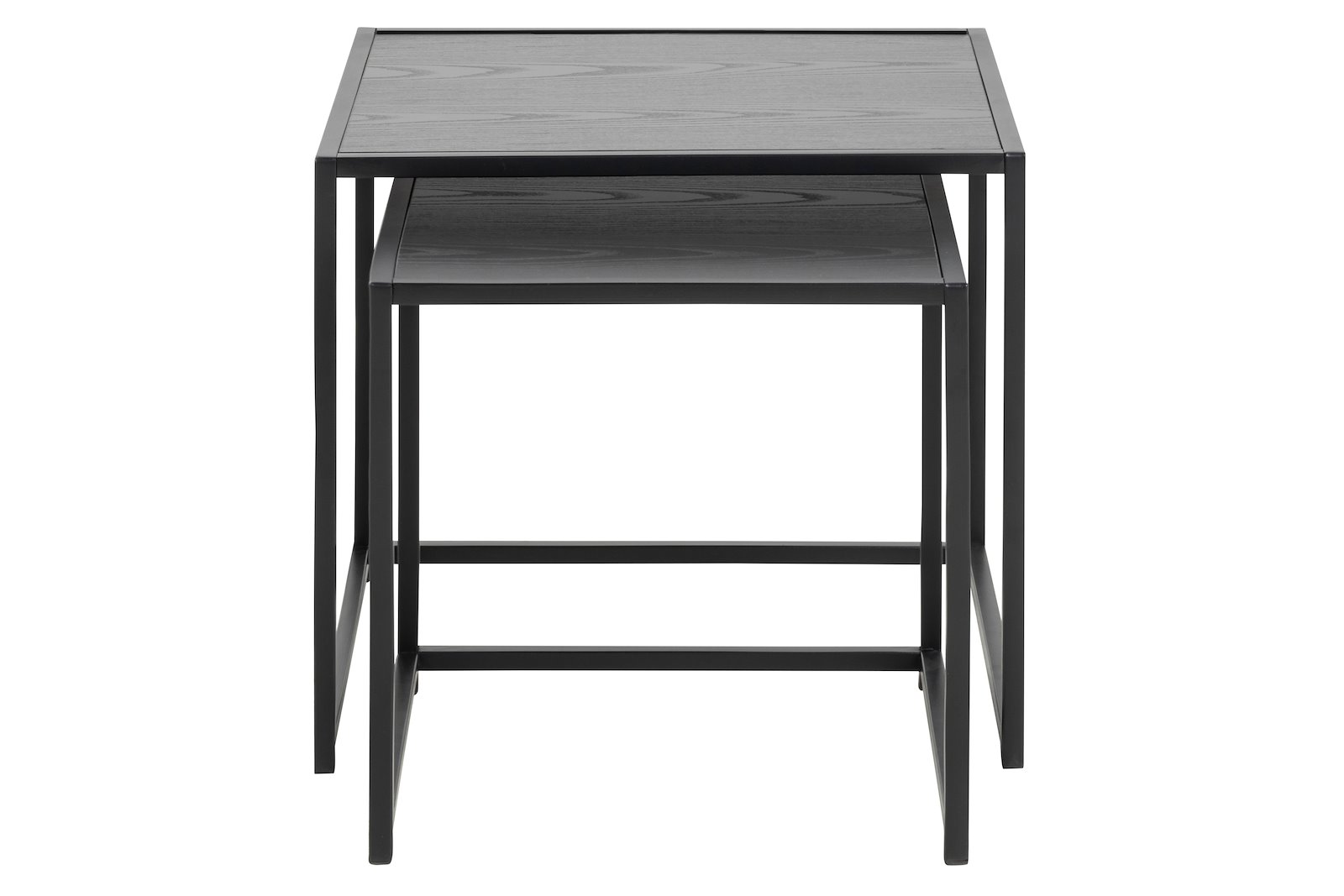 Seaford settbord Sort foliert med sort metall understell. Sett av 2 bord