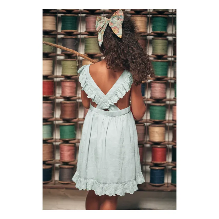Louise Misha Robe Tablier Coton Bio Huguette | Vert d'eau