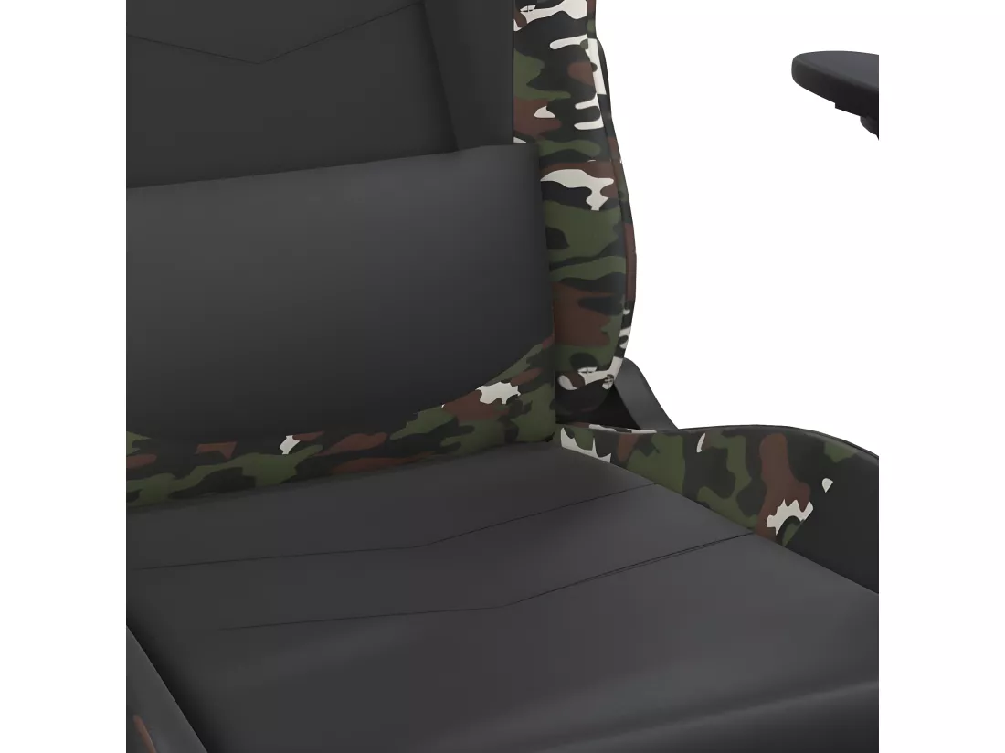 Chaise de jeu avec repose-pied Noir et camouflage Similicuir