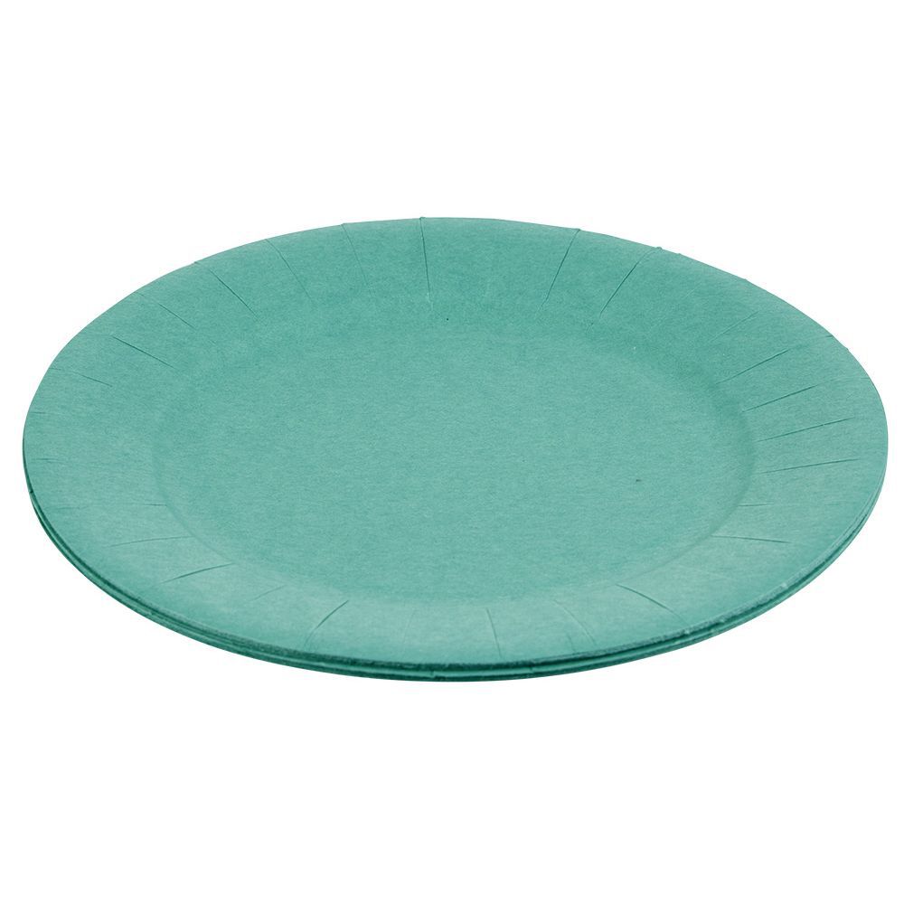 Lot de 10 assiettes en carton vert émeraude Ø18 cm