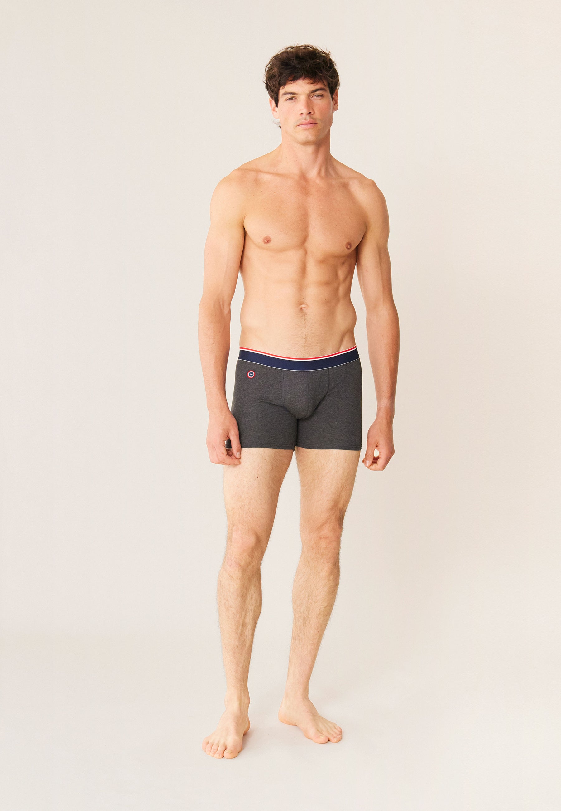 Boxer long en coton-Michel Gris Anthracite