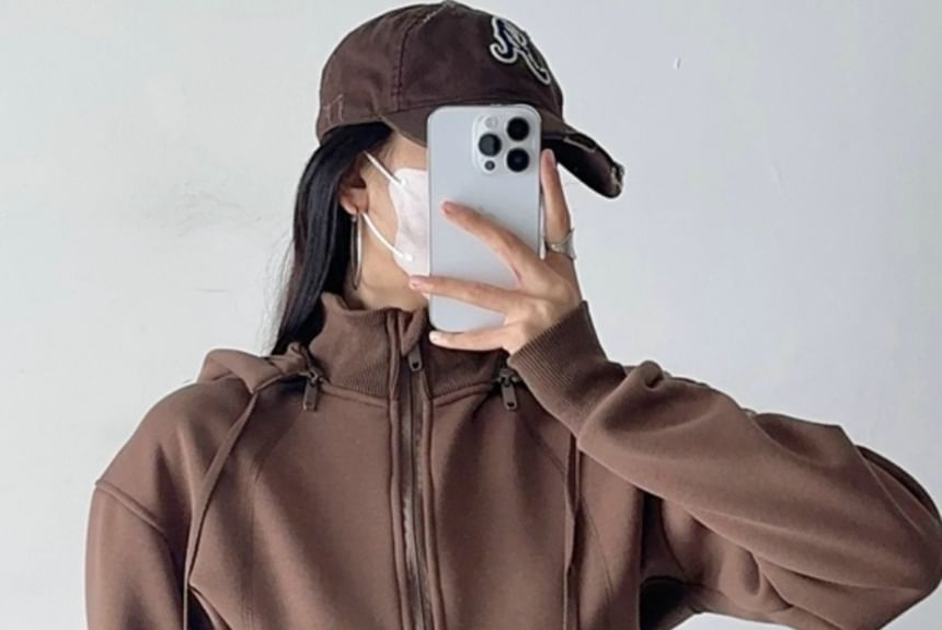 Ulark - Effen cropped hoodie met rits