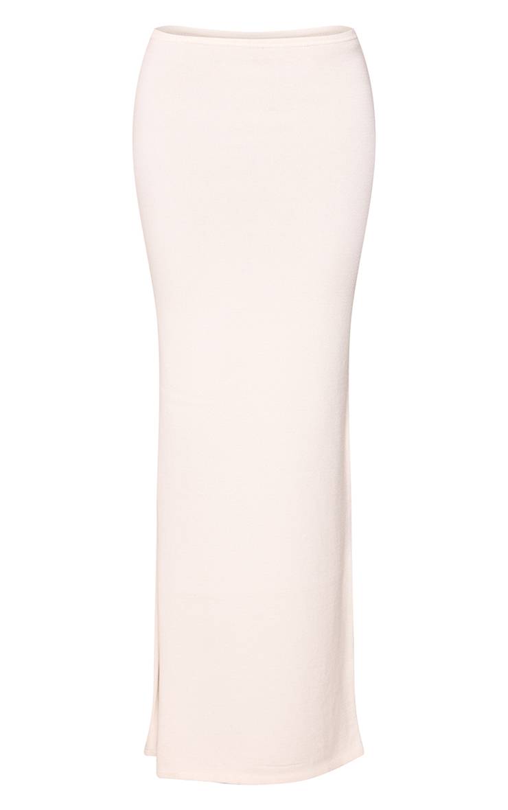 Crème Jupe Longue Tricotée Taille Basse