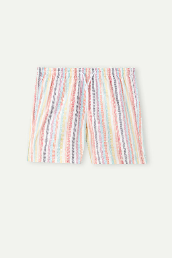 Maiô boxer com estampa listrada multicolorida
