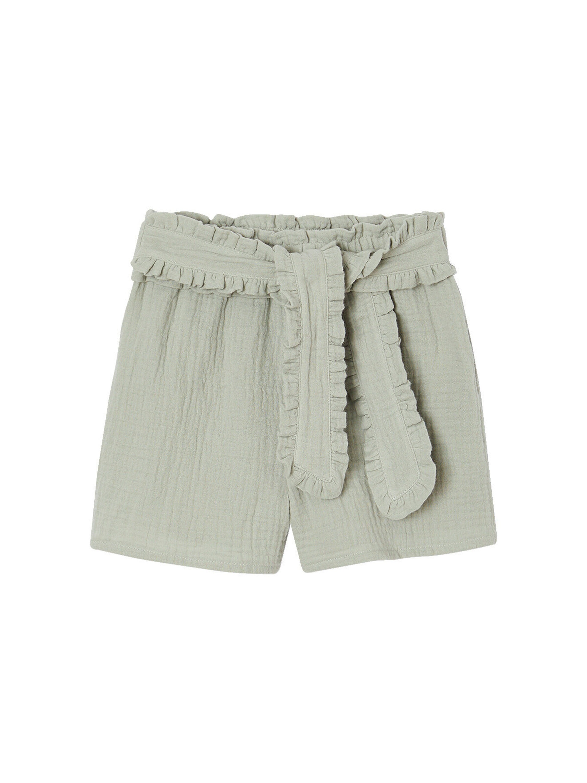 Vertbaudet Festliche Mädchen Shorts mit Stoffgürtel salbeigrün