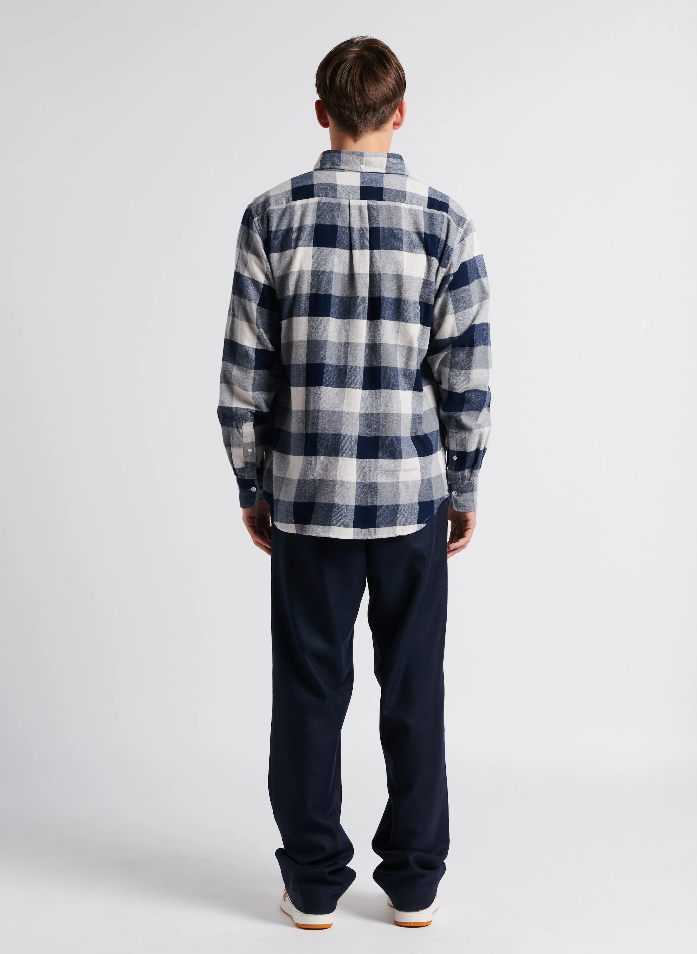 PITT - Chemise droite col classique à carreaux en coton | Bleu