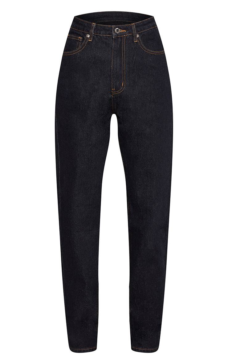 Bleu Indigo Foncé Jean Droit Taille Haute Pour Grandes Tailles