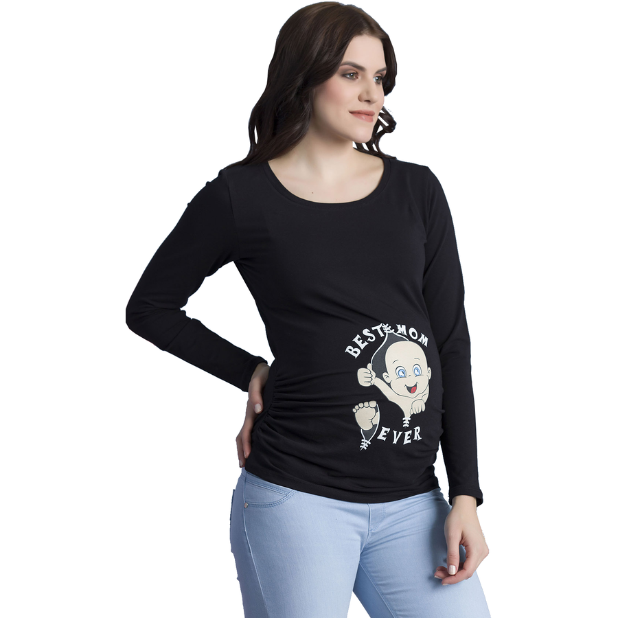 M.M.C. Umstandslangarmshirt Best Mom Ever mit Motiv Schwarz