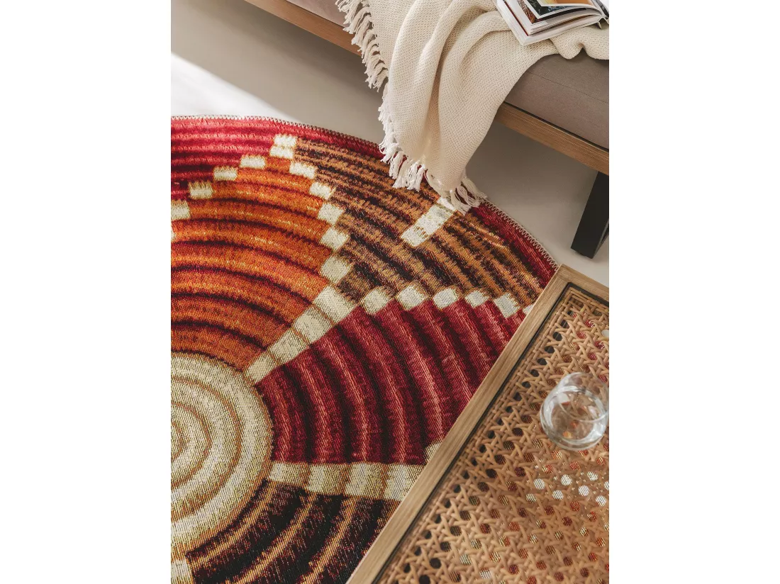 Tapis d'extérieur & intérieur rond Kenya Multicouleur ø 160 cm rond