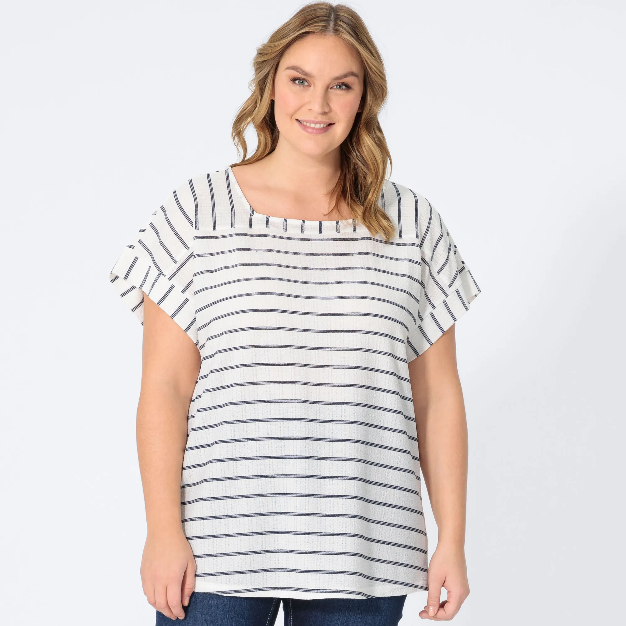 Damen-T-Shirt mit Streifendesign, große Größen