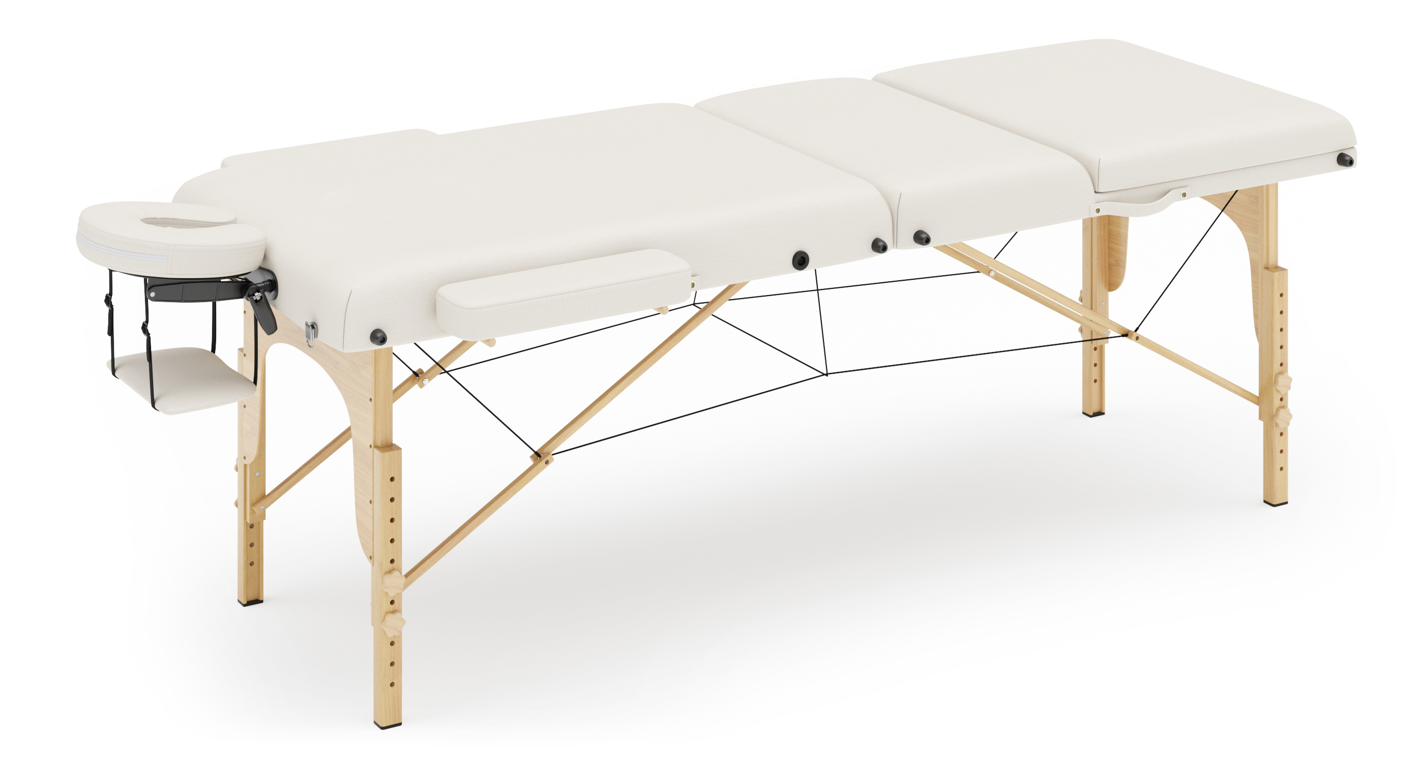 Massageliege 3-Zonen mit Lagerungsrollen weiss
