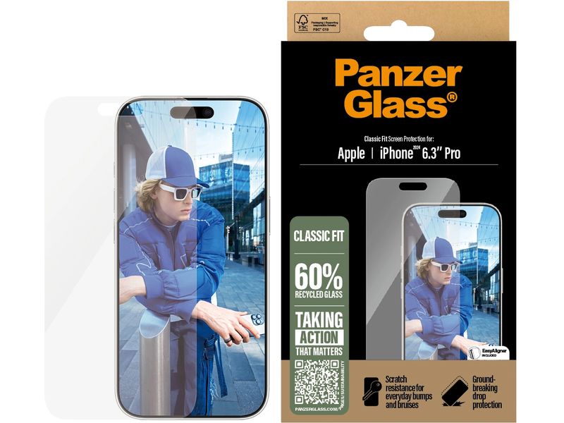 Panzerglass Displayschutz Classic Fit iPhone 16 Pro Display-Schutzfolie für das Apple iPhone 16 Pro