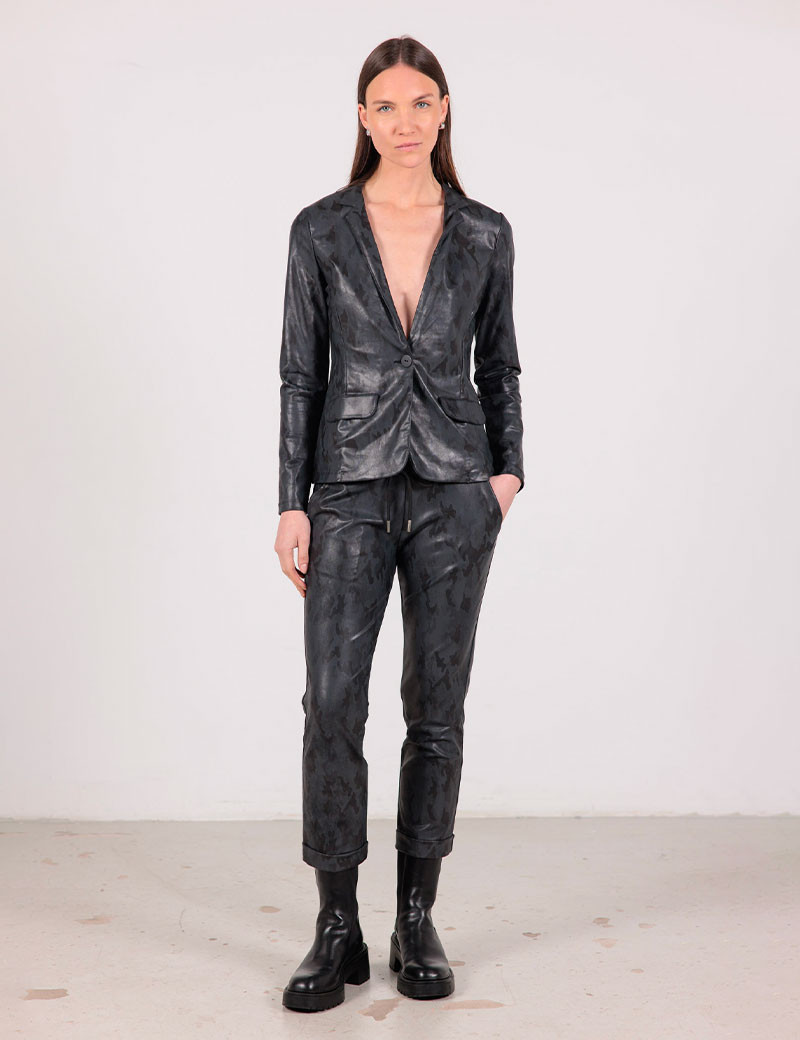 HBT EUPHORIA | CHELSEA PANTALON DROIT NOIR EFFET CUIR