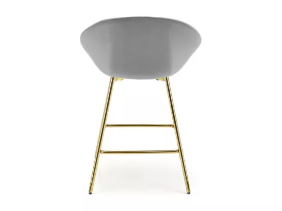 Chaise de bar en velours gris avec structure dorée en métal Anaïs