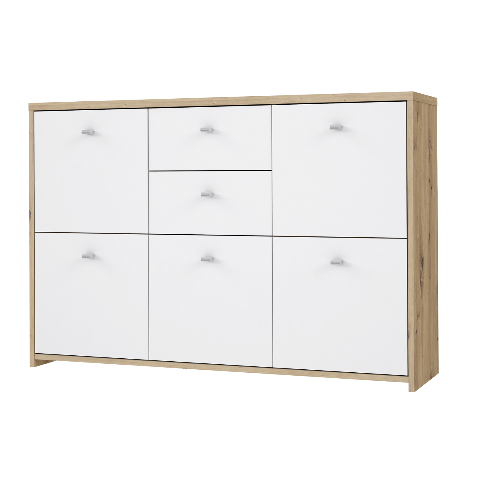 Kommode - Artisan Eiche-weiß - 5 Türen - 114 cm breit