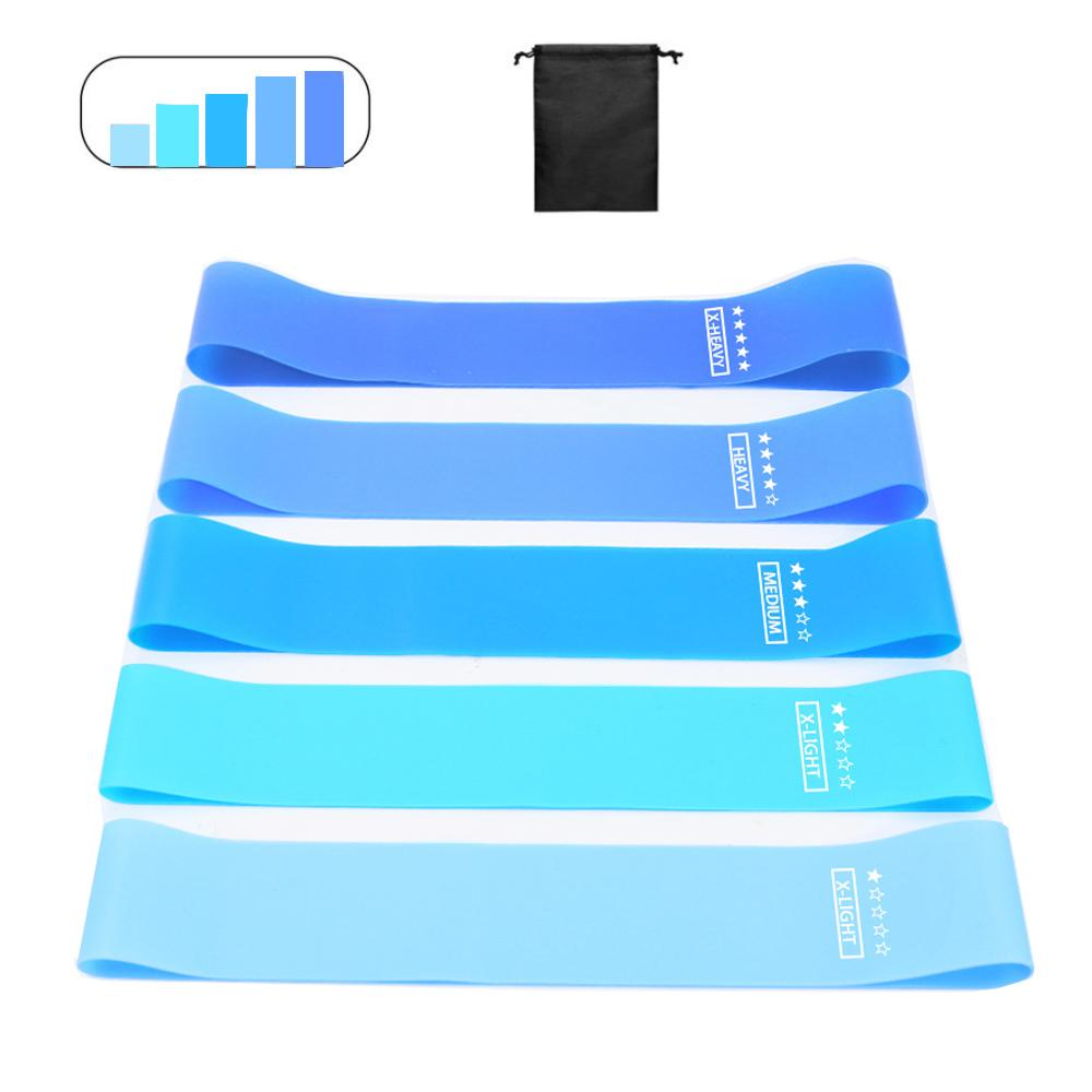 (5er Set) Gummi Fitness Übungsbänder / Widerstandsbänder / Gymnastikbänder für Training / Yoga / Pilates - Blau